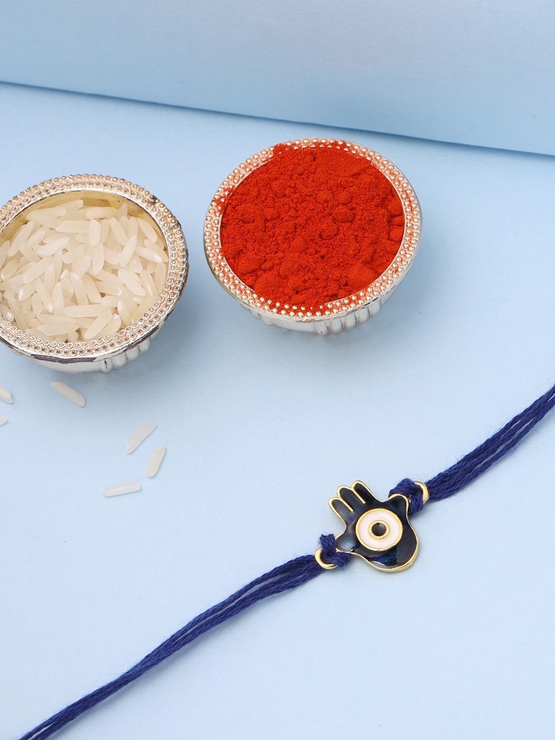 

VIRAASI Men Blue Evil Eye Beaded Rakhi