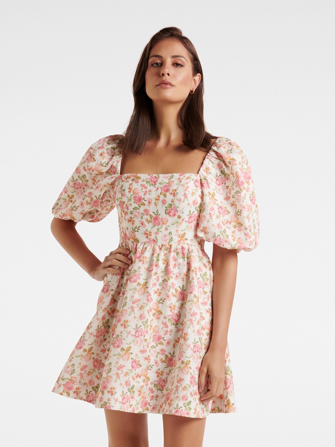 

Forever New Pink Floral Linen Dress