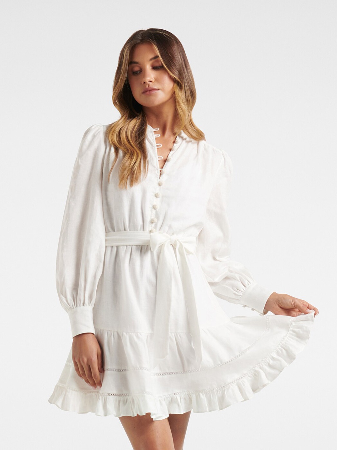 

Forever New White Linen Mini Dress