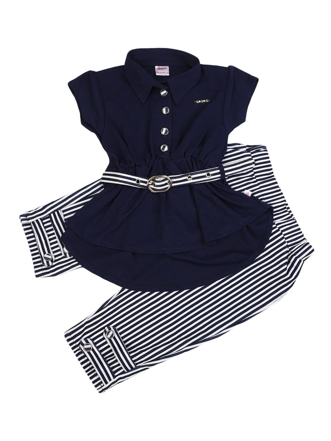 

V-Mart Unisex Kids Navy Blue & White Printed Top with Shorts