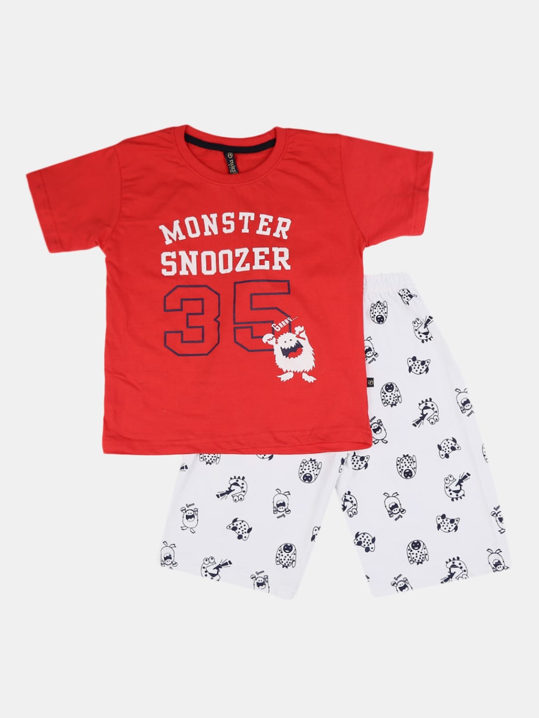 

V-Mart Unisex Kids Red & White Printed T-shirt with Shorts