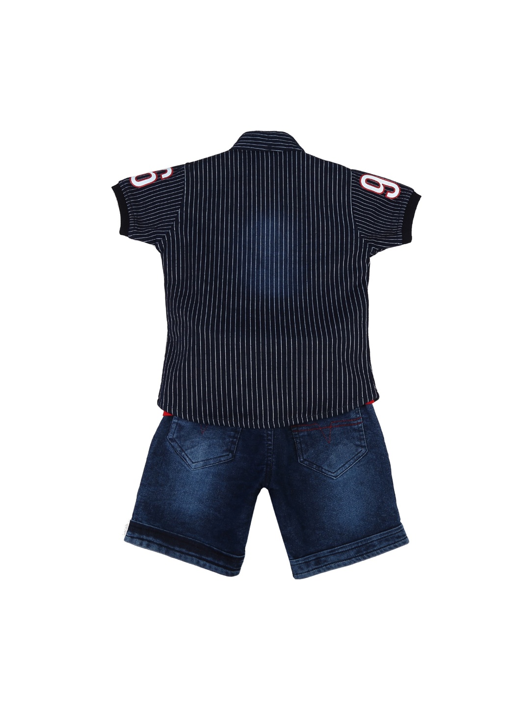 

V-Mart Boys Navy Blue Printed Pure Cotton T-shirt with Shorts