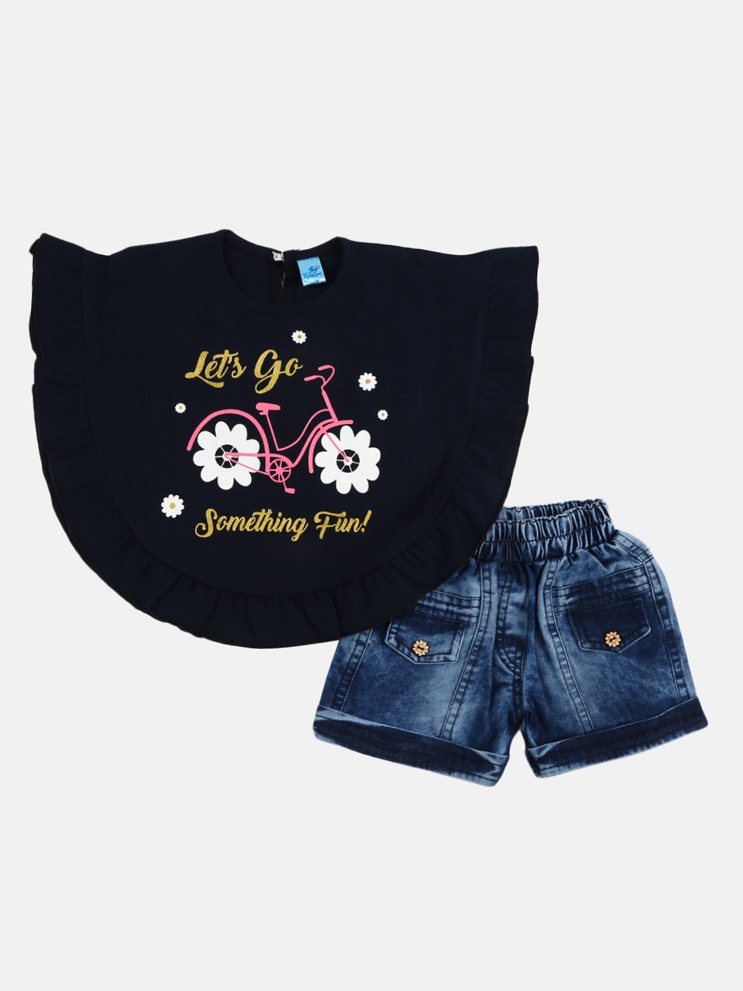 

V-Mart Kids Navy Blue Printed T-shirt with Shorts