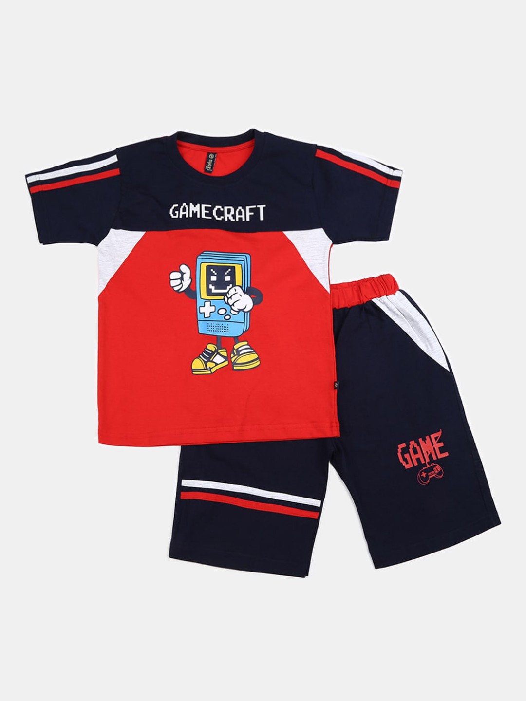 

V-Mart Kids Graphic Printed Pure Cotton T-shirt with Shorts, Red
