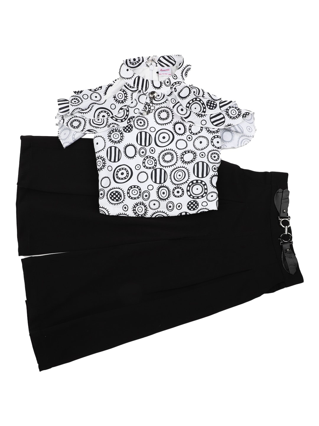 

V-Mart Girls Black & White Printed Pure Cotton Top with Palazzos