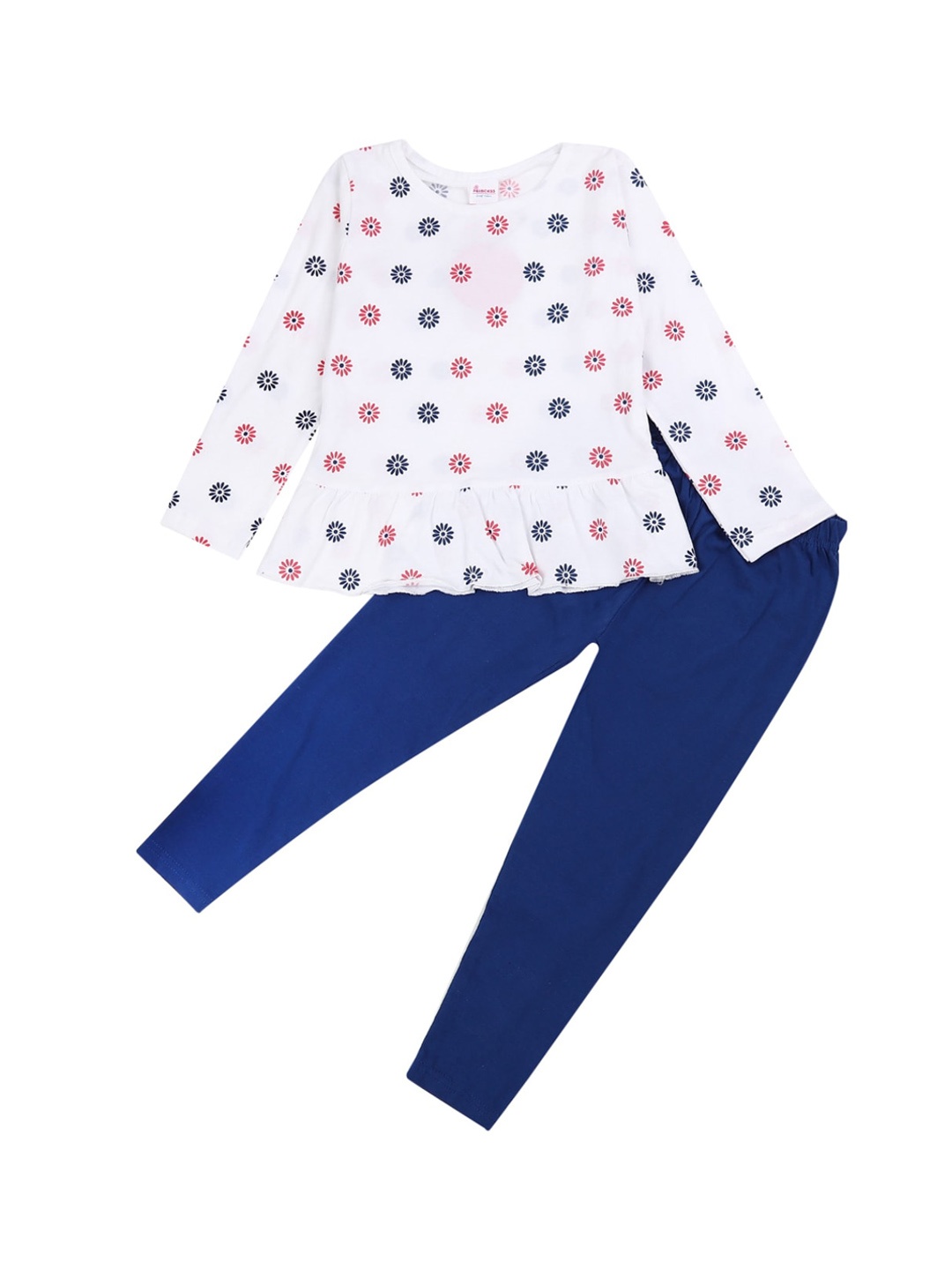 

V-Mart Girls Blue & White Printed Cotton Top with Trouser