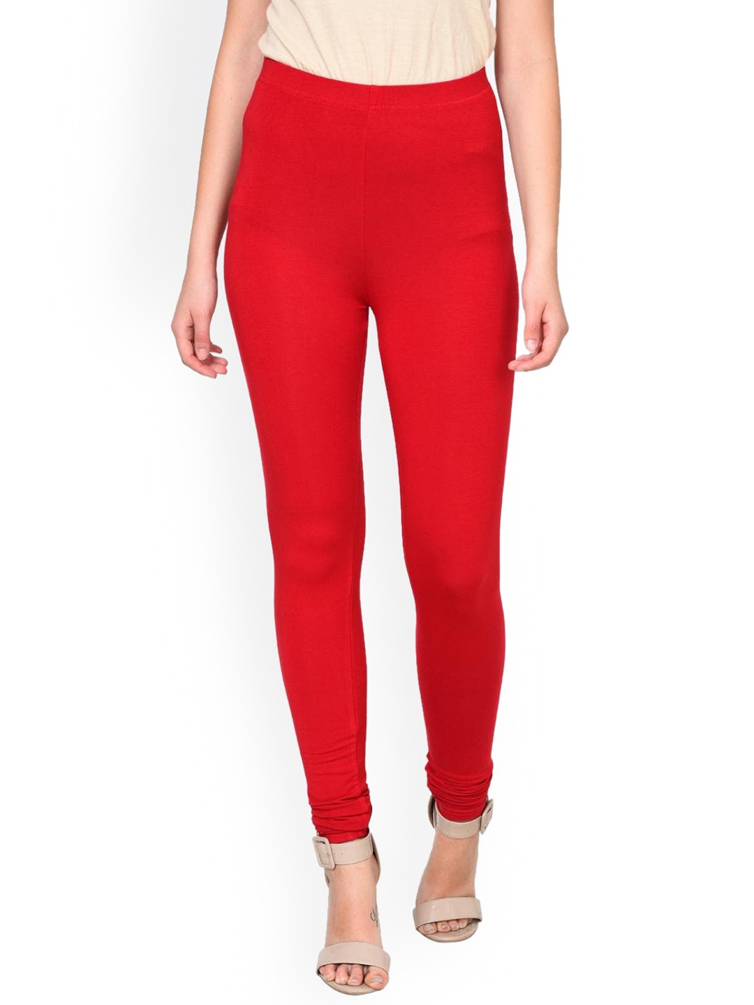 

Lakshita Women Red Solid Skinny-Fit Churidhar Length Leggings