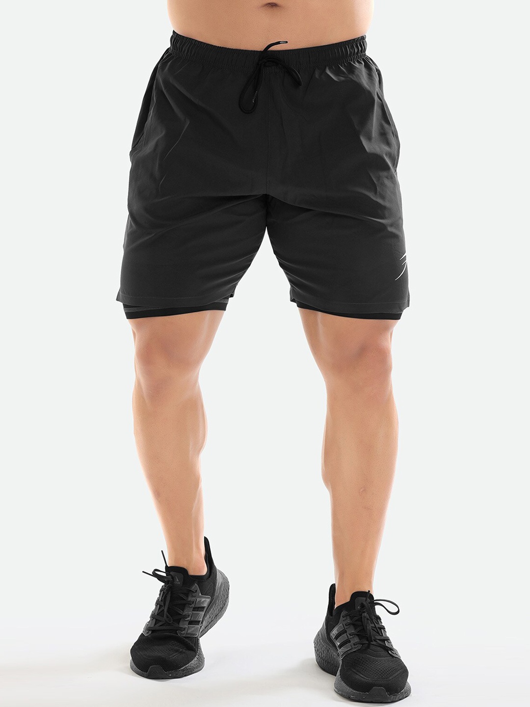 

FUAARK Men Grey Skinny Fit High-Rise Training or Gym Sports Shorts with Antimicrobial Technology