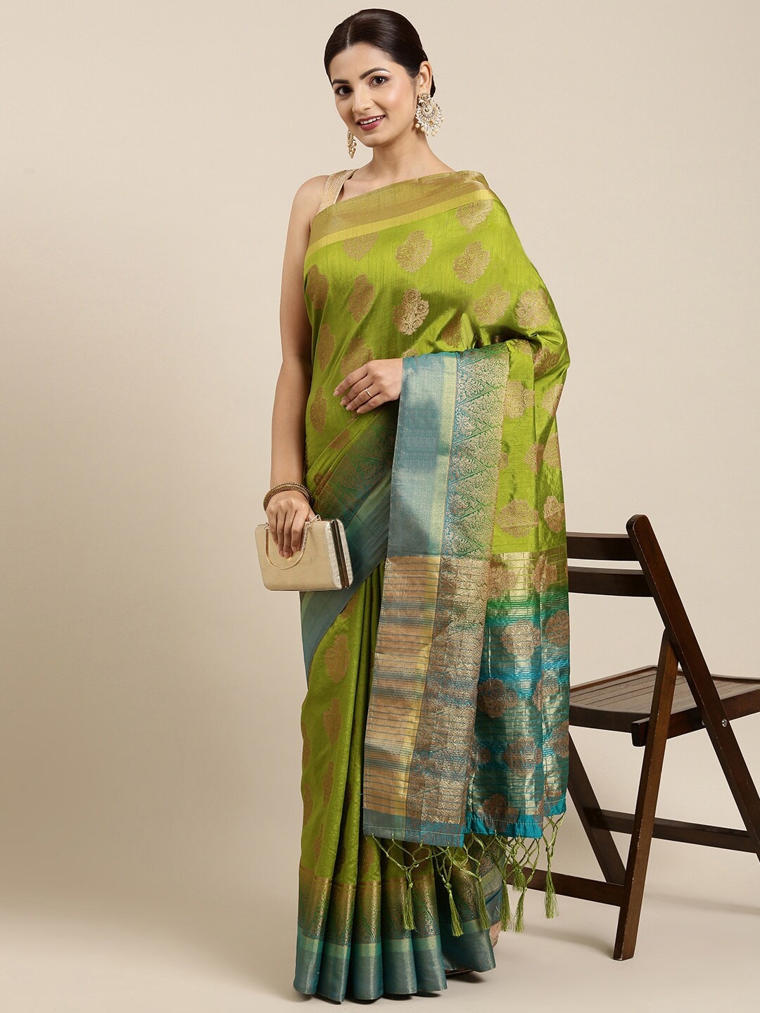 

Pothys Green Ethnic Motifs Pure Cotton Saree