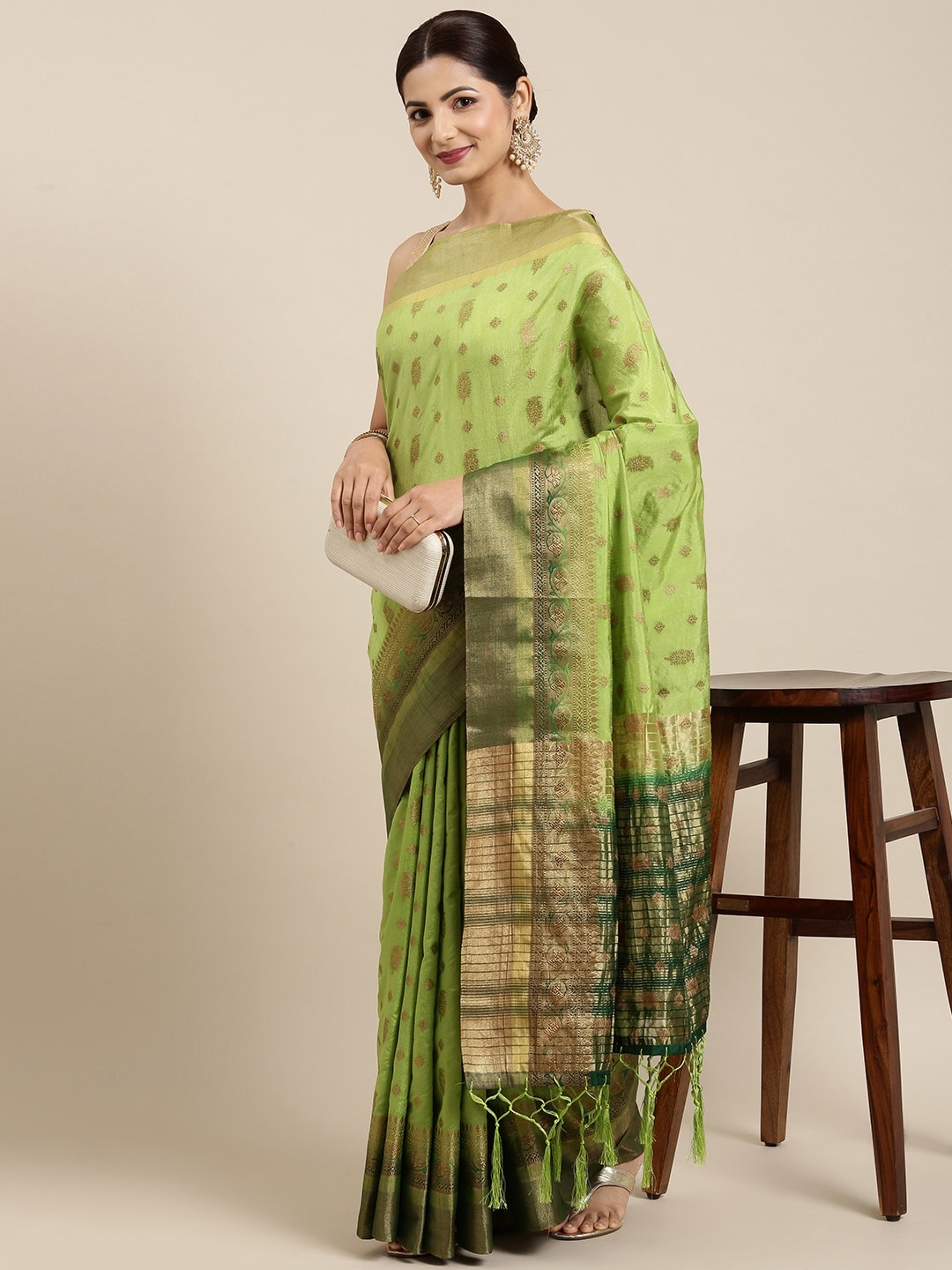 

Pothys Green Ethnic Motifs Pure Cotton Saree
