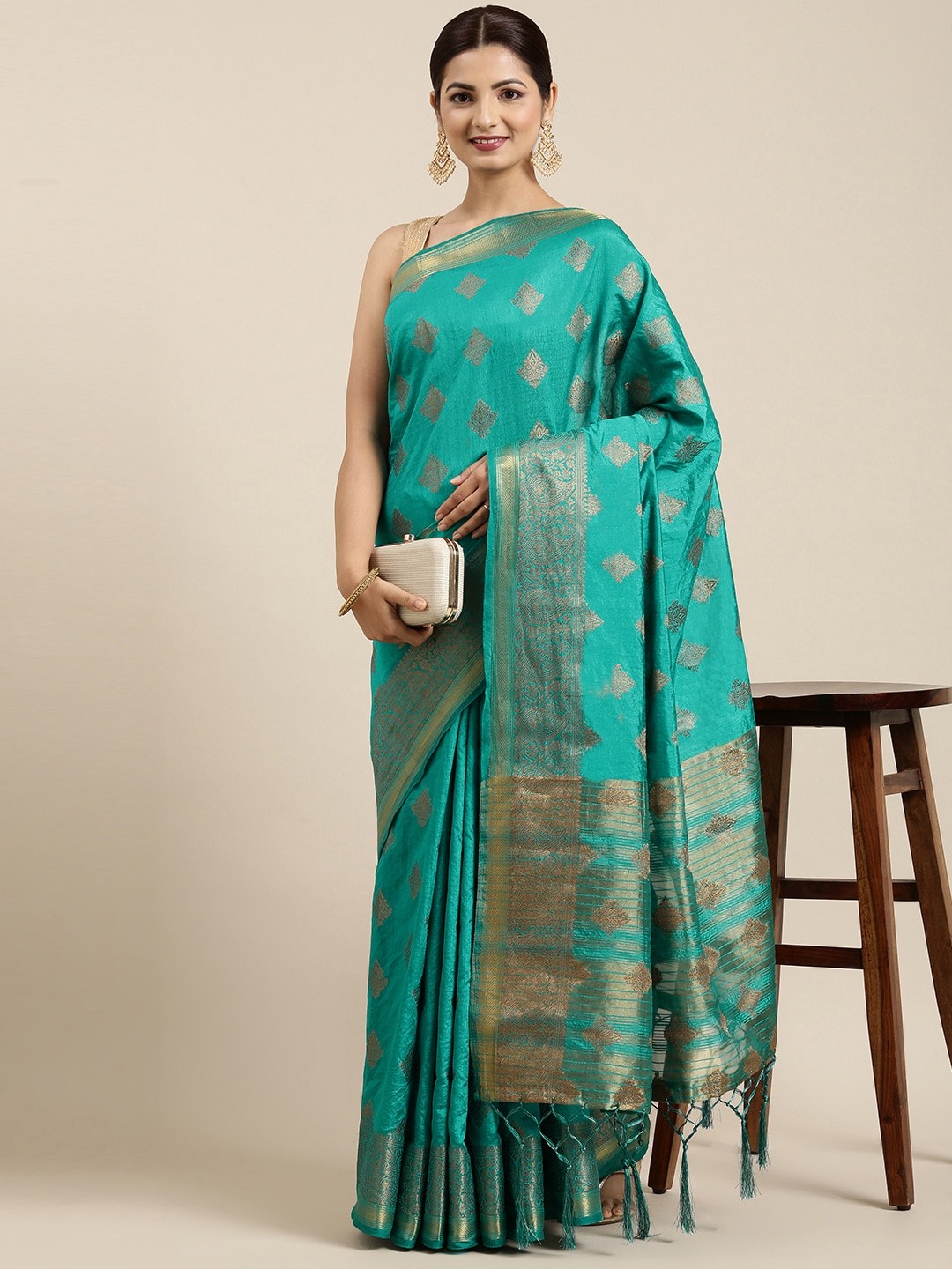 

Pothys Blue Ethnic Motifs Pure Cotton Saree