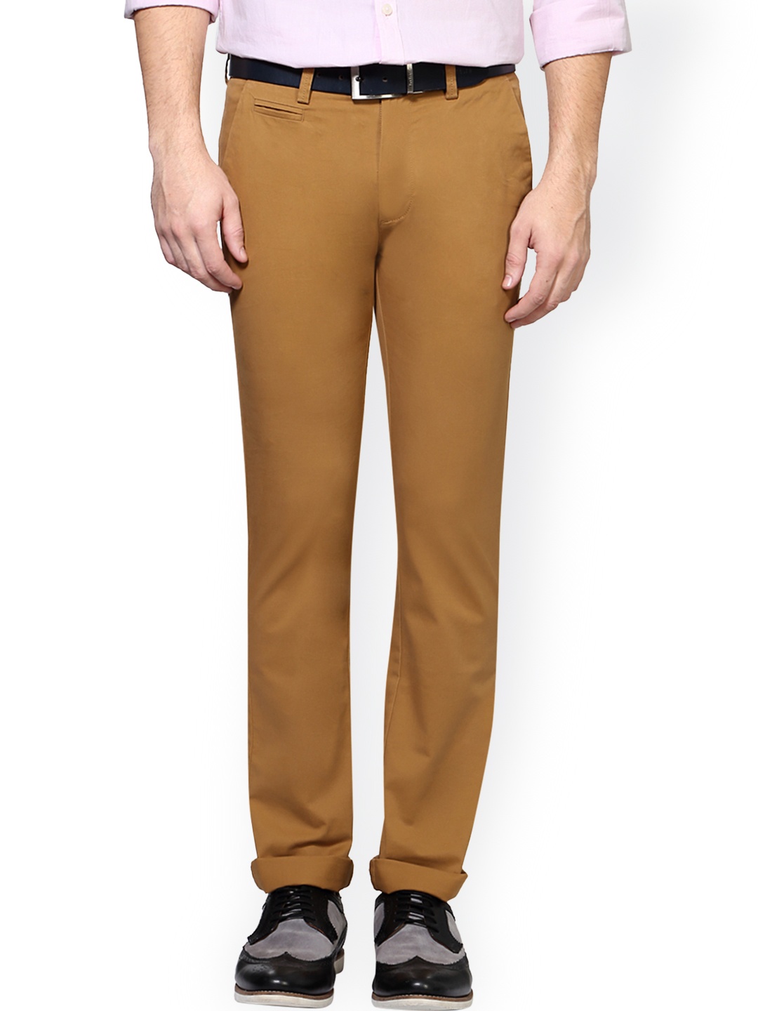 

Peter England Men Khaki Skinny Fit Solid Chinos