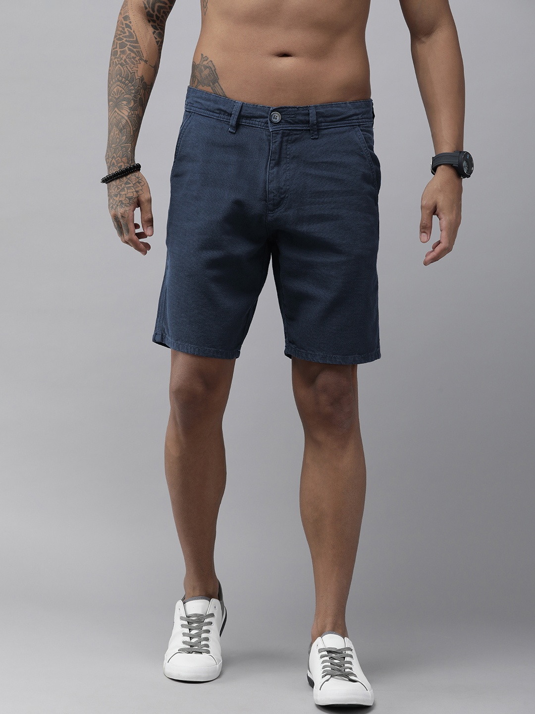 

Roadster Men Navy Blue Slim Fit Woven Shorts