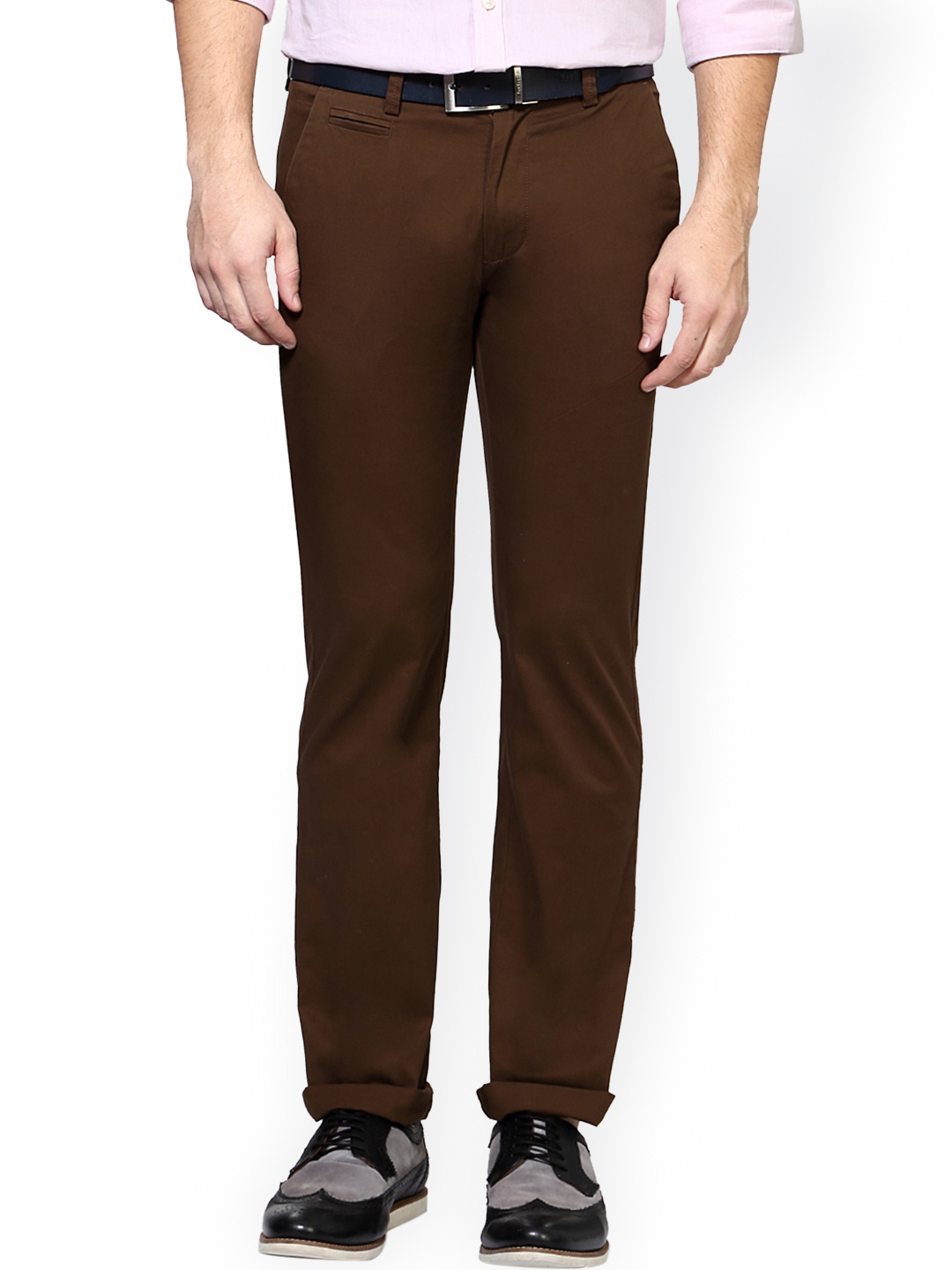 

Peter England Men Brown Skinny Fit Solid Chinos