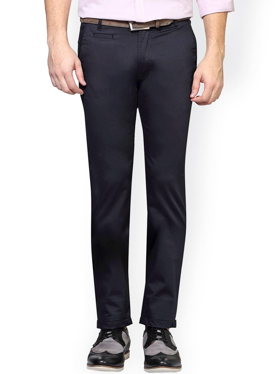 

Peter England Men Black Skinny Fit Solid Chinos