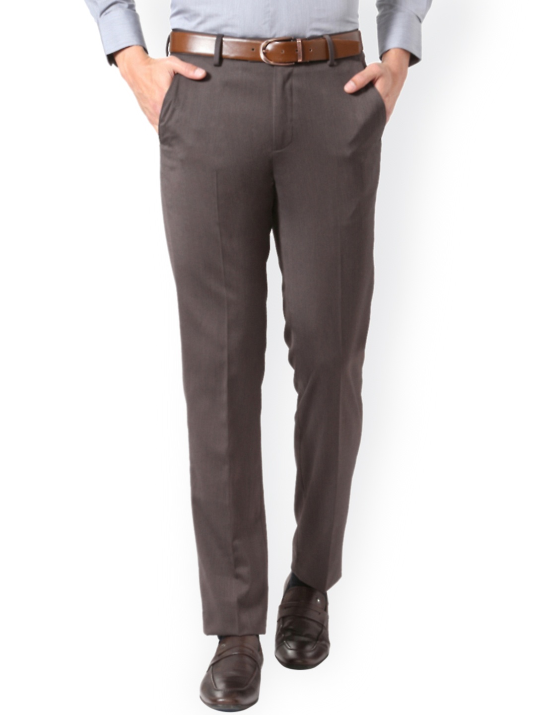 

Peter England Men Brown Slim Fit Solid Formal Trousers