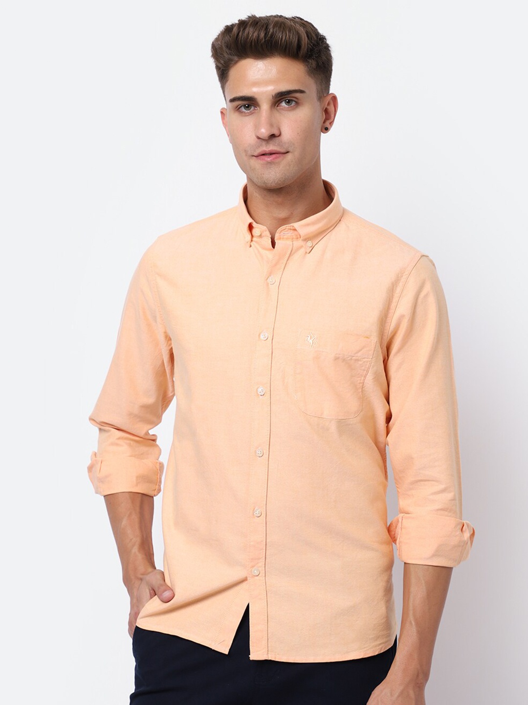 

Cantabil Men Orange Casual Shirt