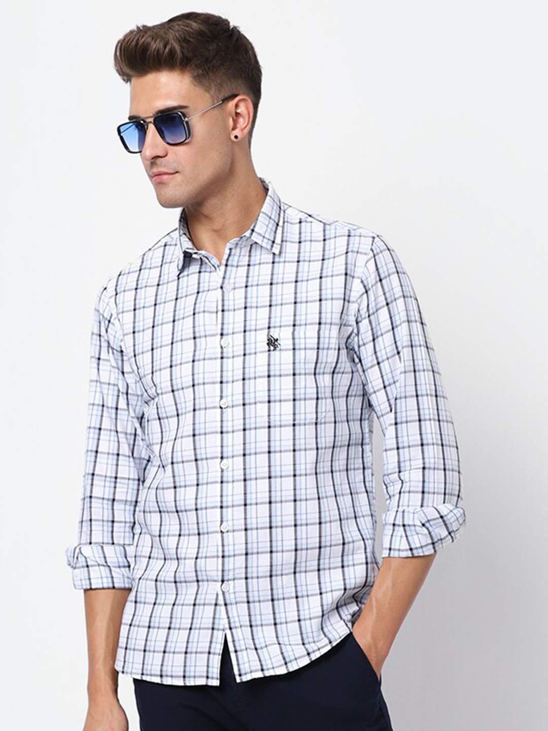 

Cantabil Men White Checked Casual Shirt
