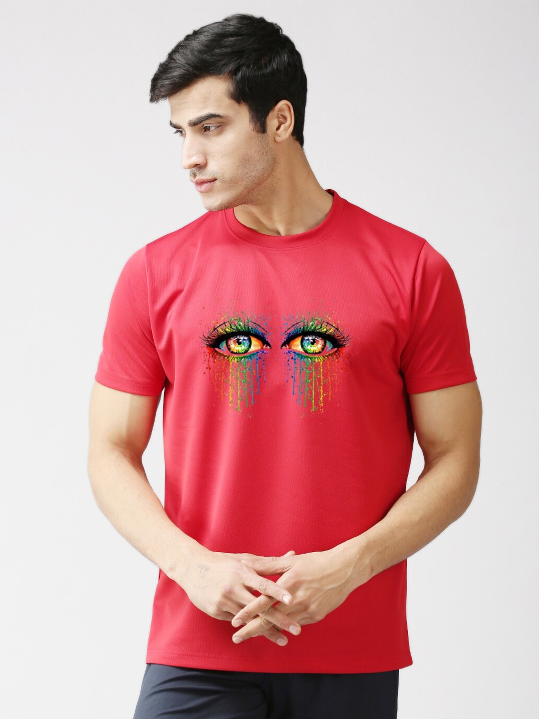 

EPPE Men Red Printed Applique Slim Fit T-shirt