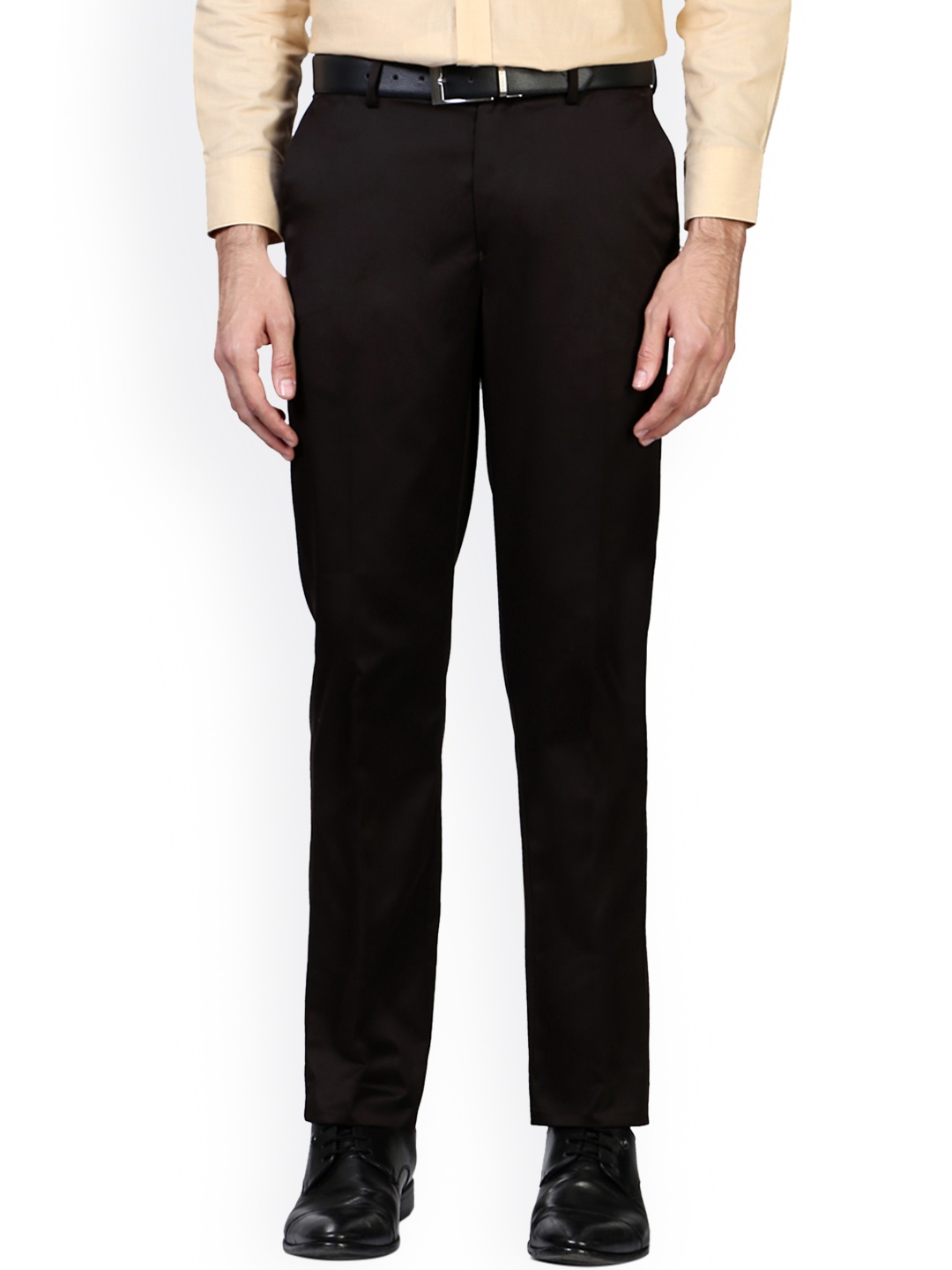 

Peter England Men Brown Regular Fit Solid Formal Trousers