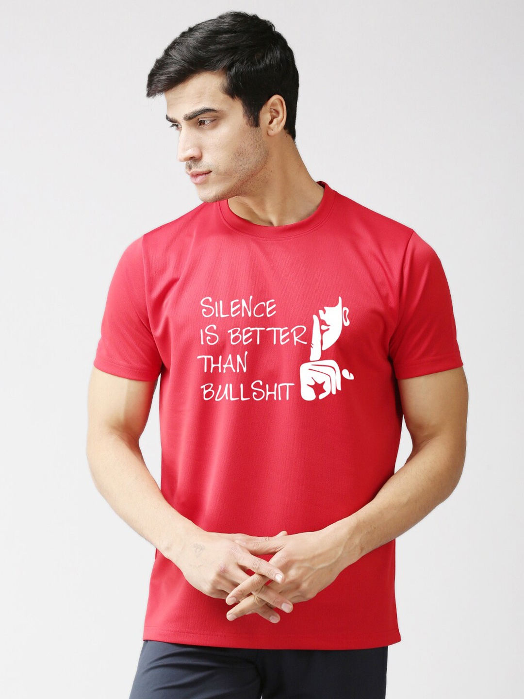

EPPE Men Red Typography Printed Applique Slim Fit T-shirt