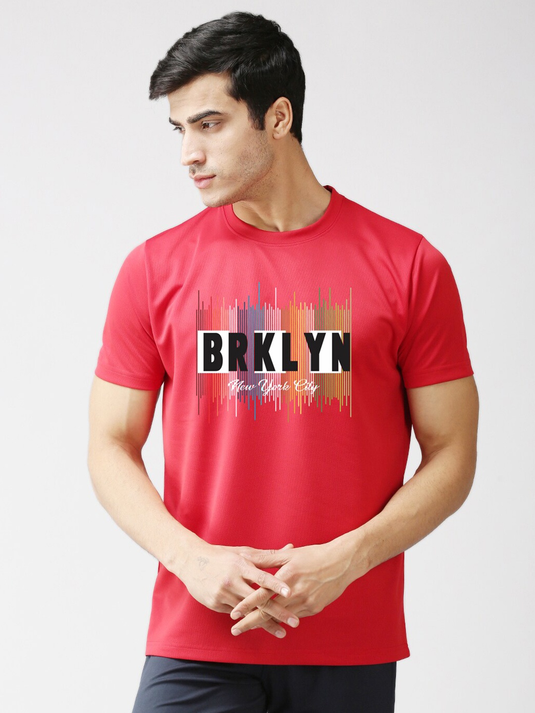 

EPPE Men Red Typography Printed Slim Fit T-shirt