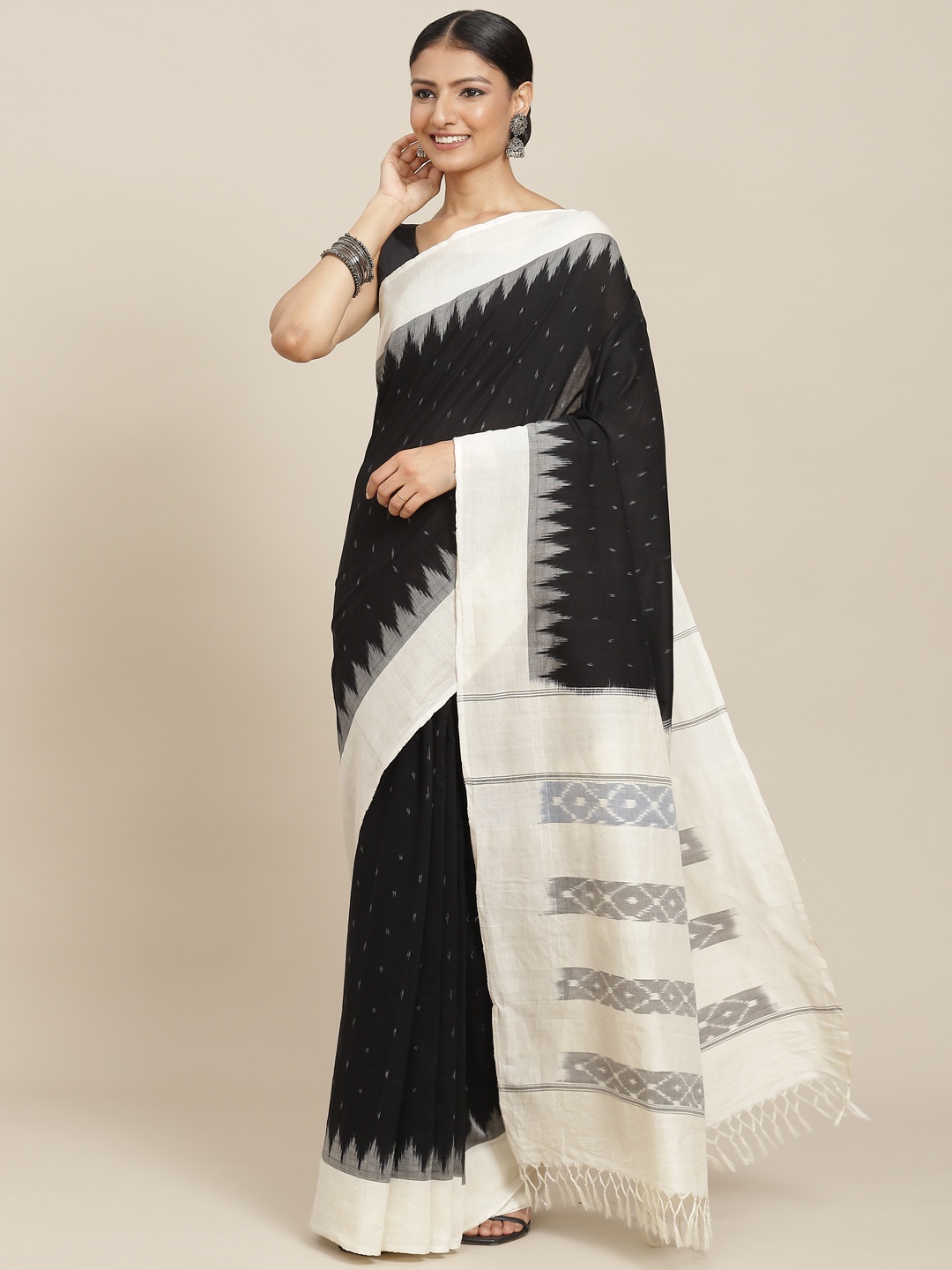 

ADITRI Handloom Pure Cotton Handloom Ikat Saree, Assorted