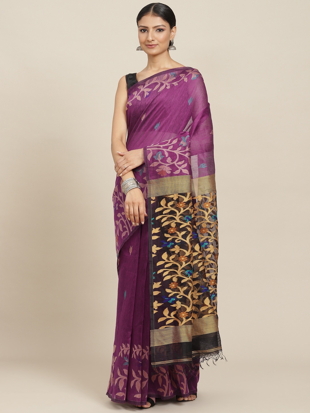 

ADITRI Handloom Assorted Floral Pure Cotton Ikat Saree