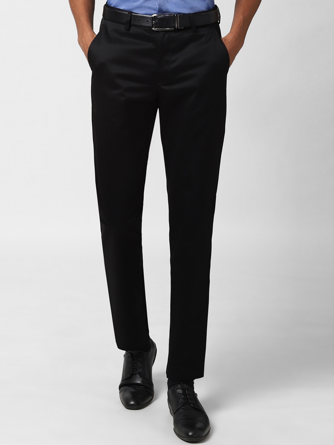 

Peter England Men Black Slim Fit Solid Formal Trousers