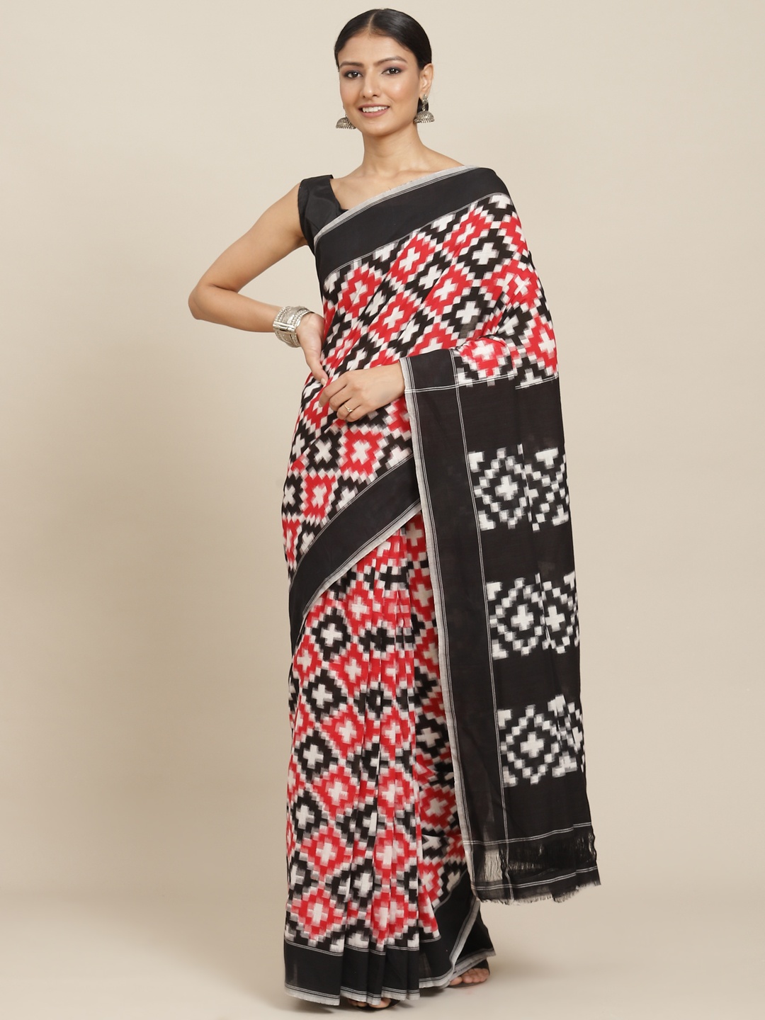 

ADITRI Handloom Double Ikat Telia Rumal Saree, Assorted