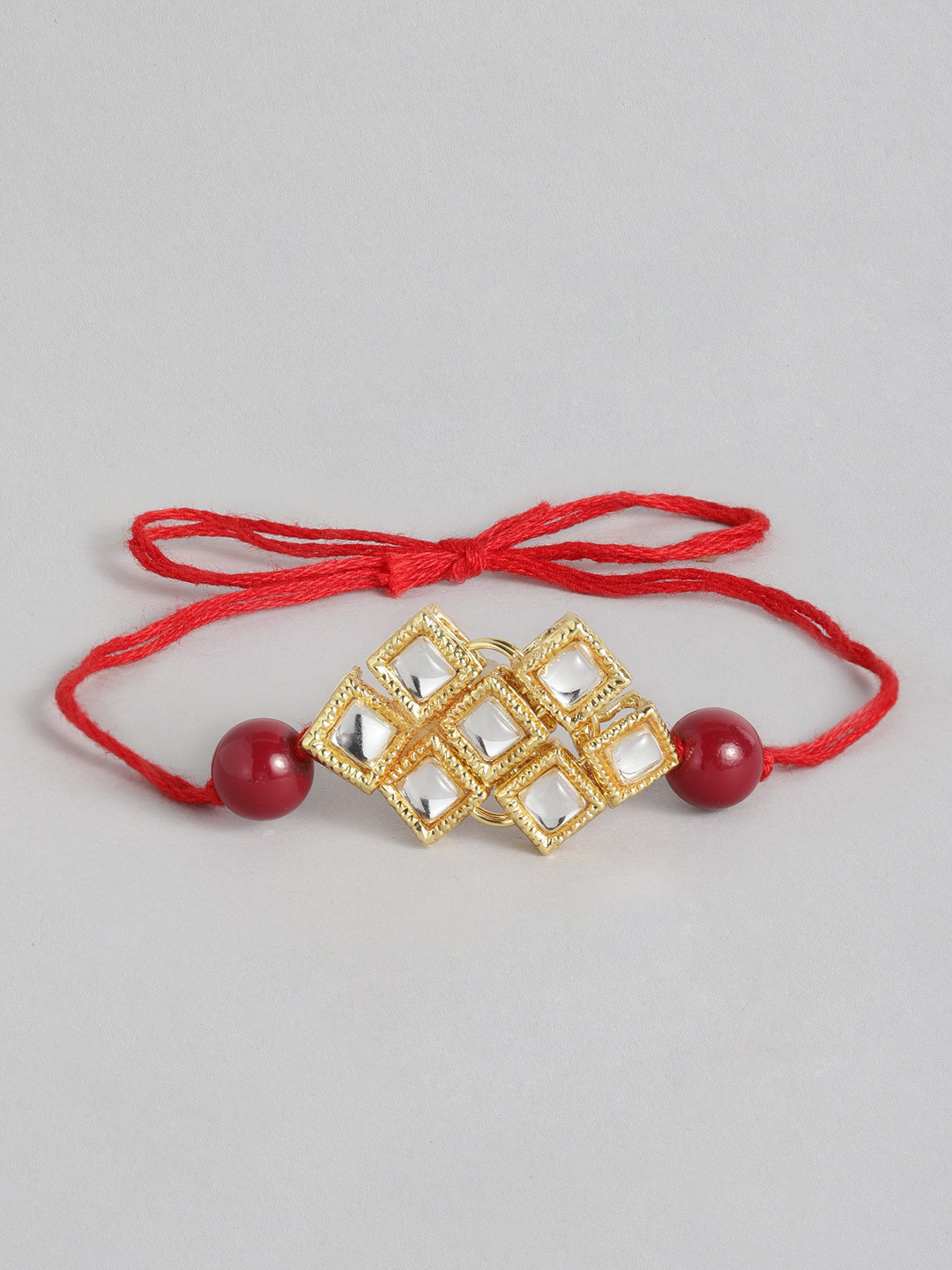 

I Jewels Maroon & White Pearl Beads Studded Rakhi