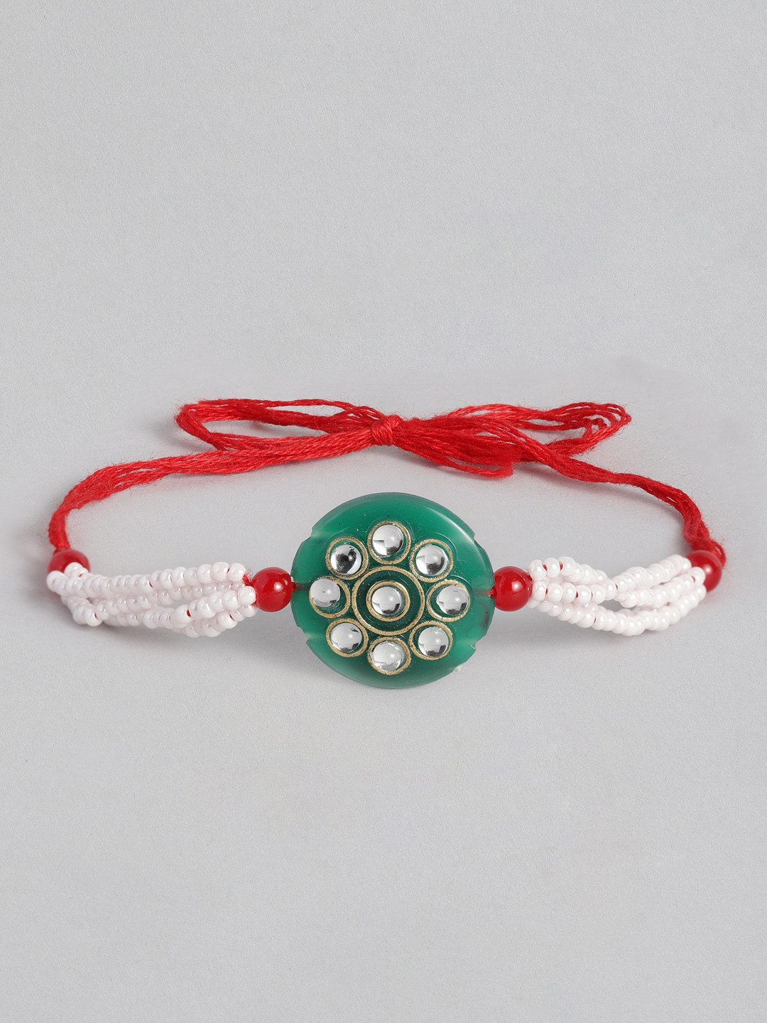 

I Jewels Blue & White Pearl Beads Studded Rakhi