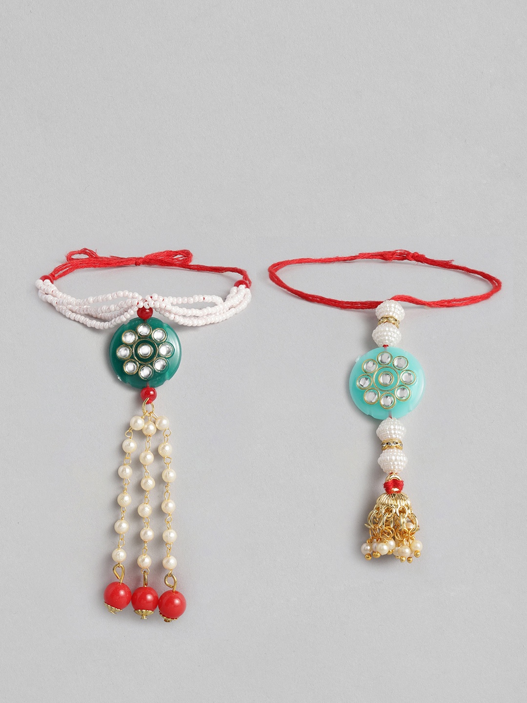 

I Jewels Women Set 2 Beaded Lumba Rakhis, Multi