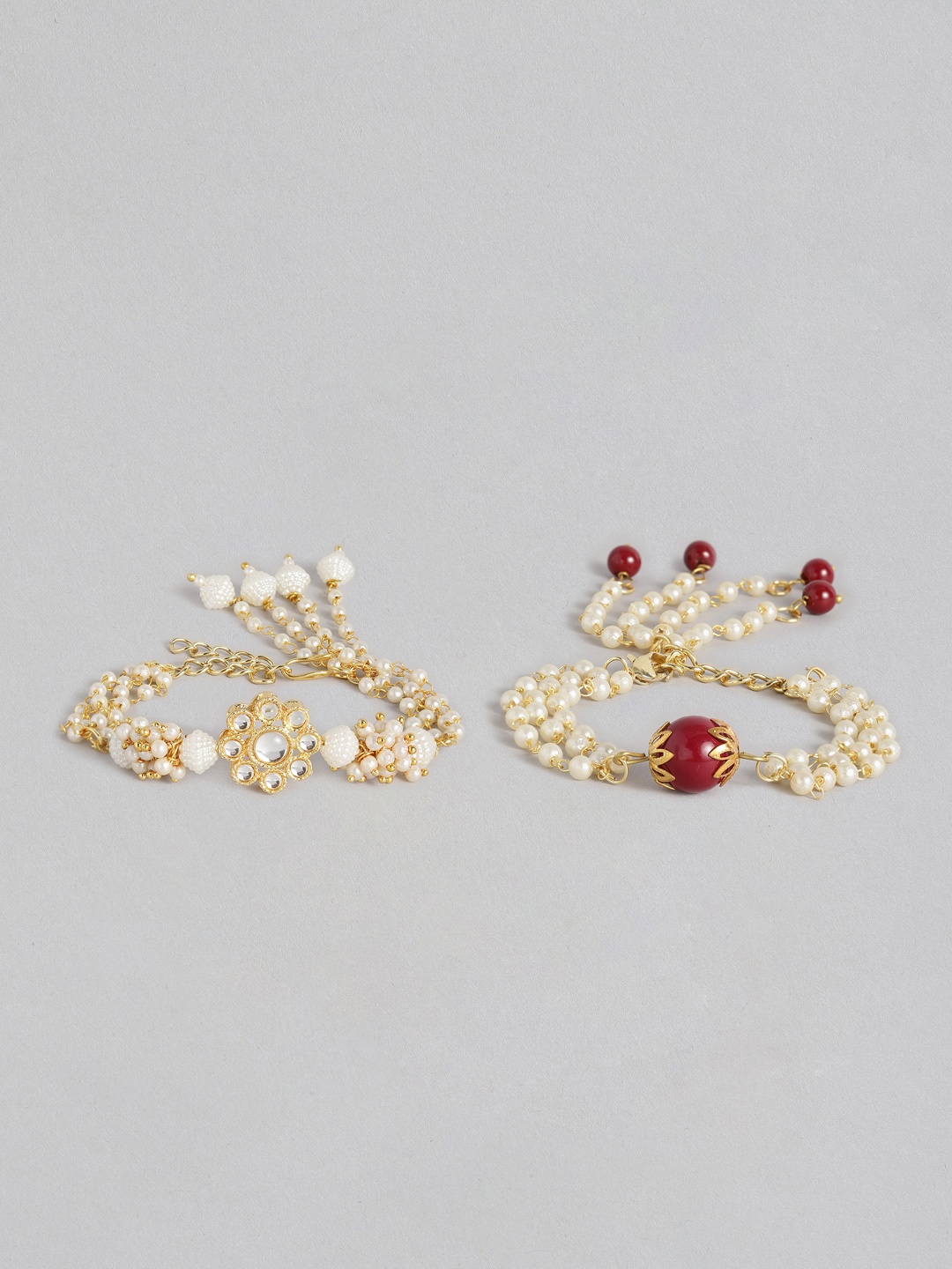 

I Jewels Set 2 Studded & Beaded Lumba Rakhis, Gold