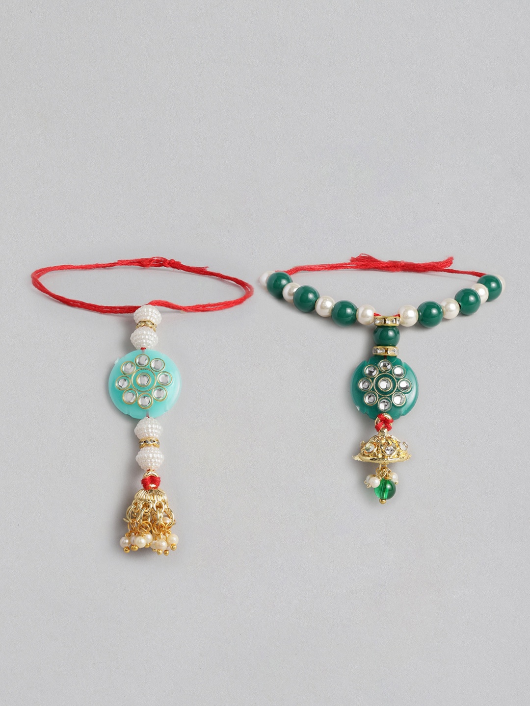 

I Jewels Set 2 Beaded Lumba Rakhis, Multi