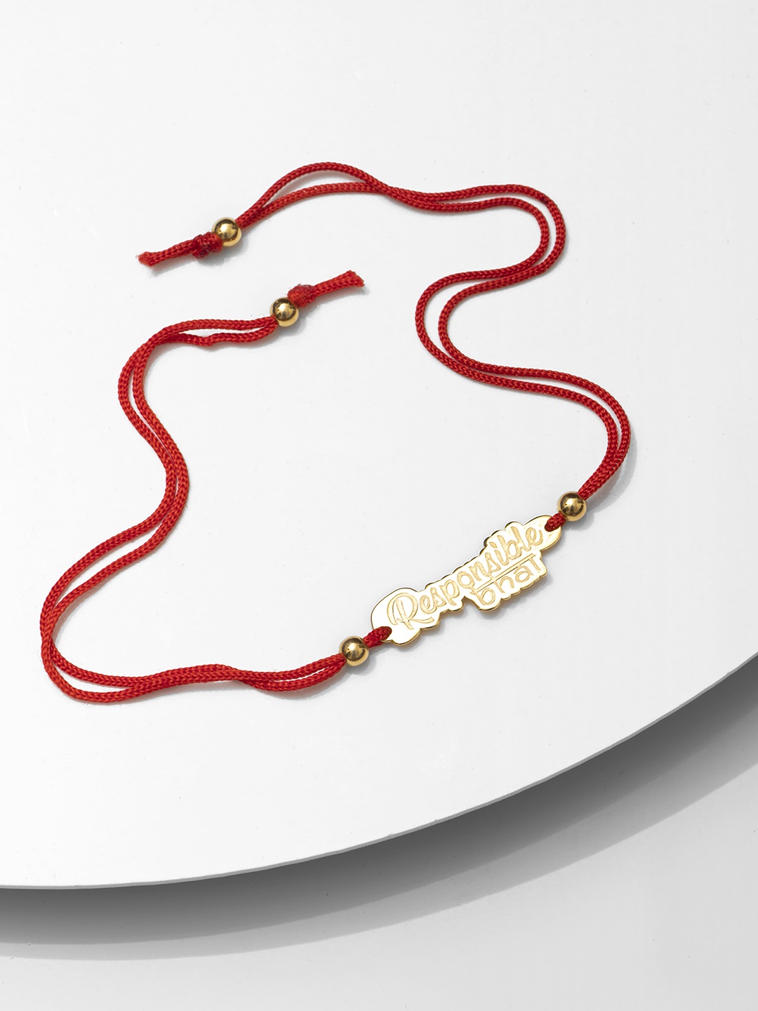 

Zavya 925 Sterling Silver Gold-Plated Multistrand Rakhi, Red