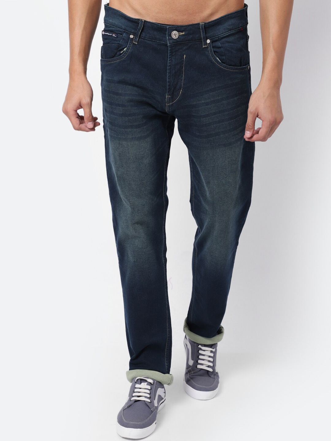 

Cantabil Men Olive Green Light Fade Jeans