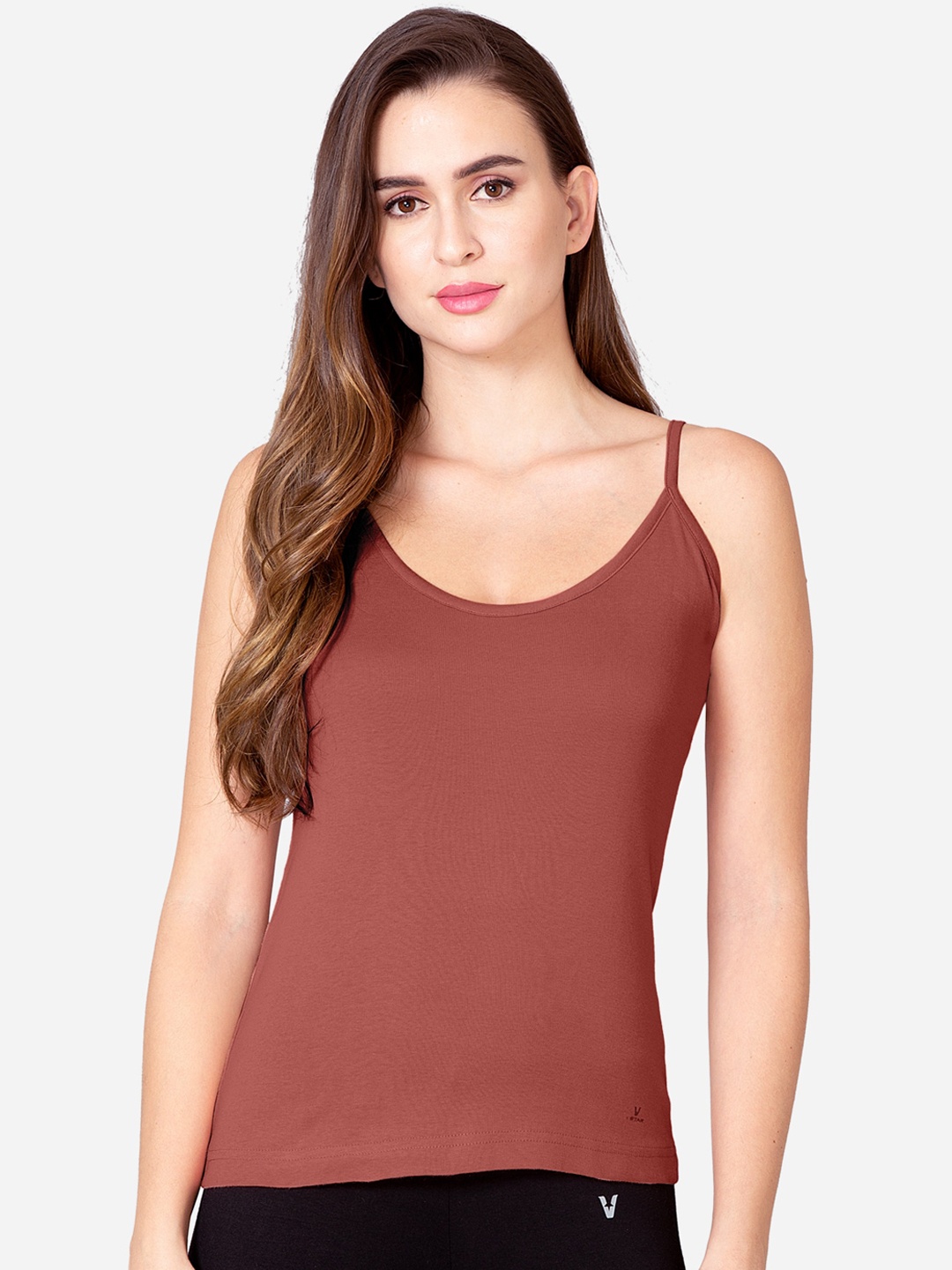 

VStar Women Maroon Solid Pure Combed Cotton Camisoles