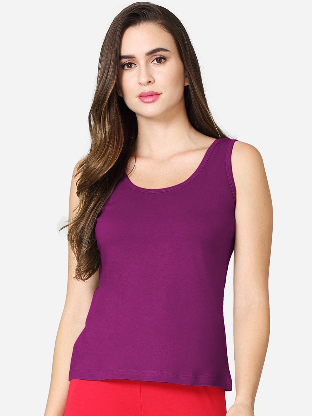 

VStar Women Maroon Solid Pure Cotton Camisoles