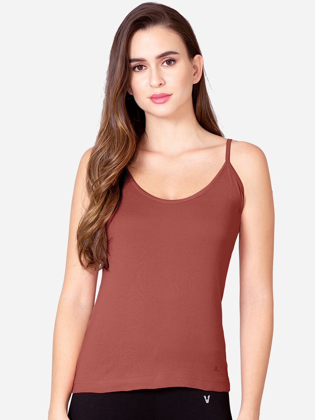 

VStar Maroon Solid Cotton Camisole