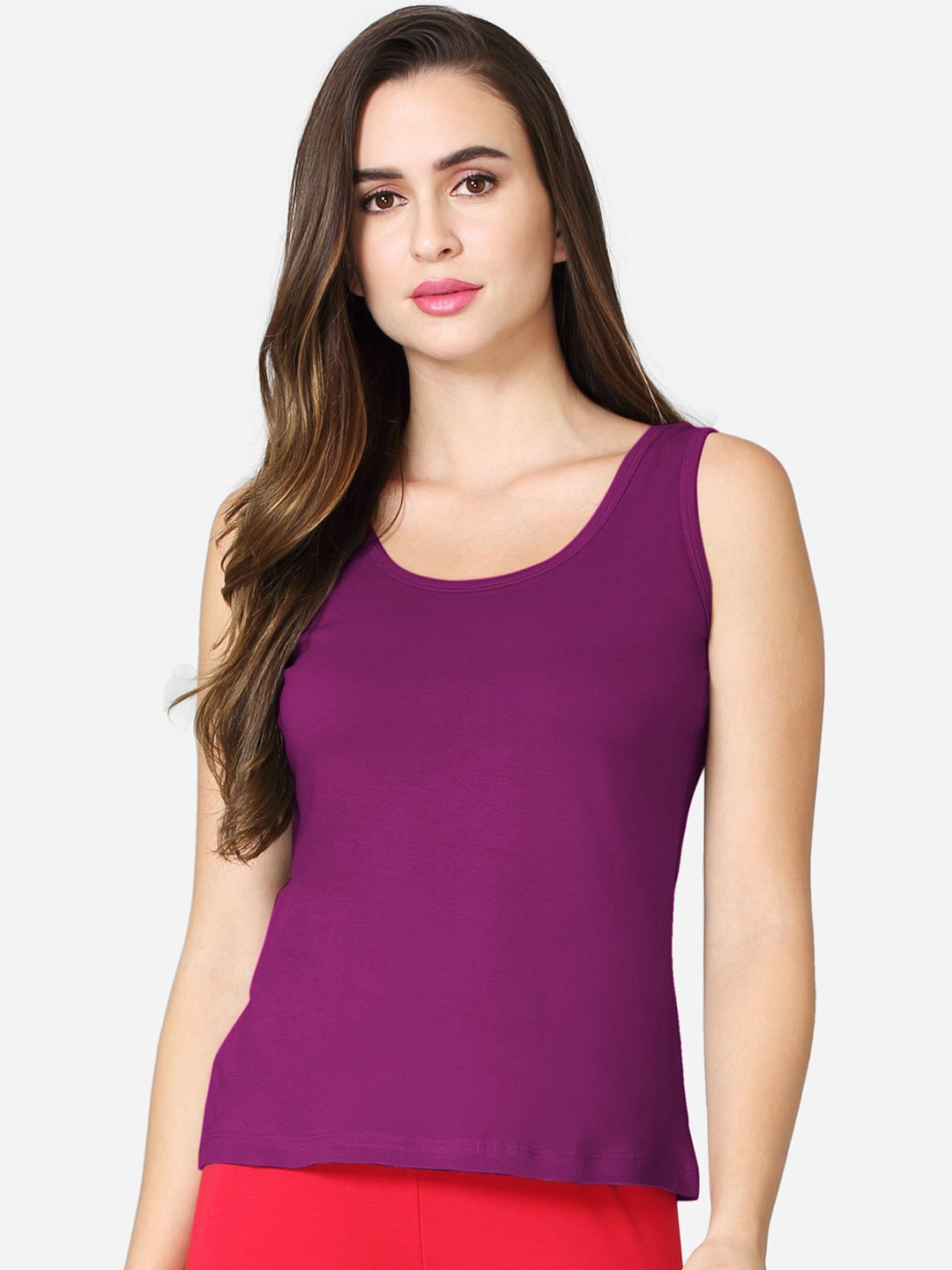 

VStar Purple Solid Cotton Tank Top