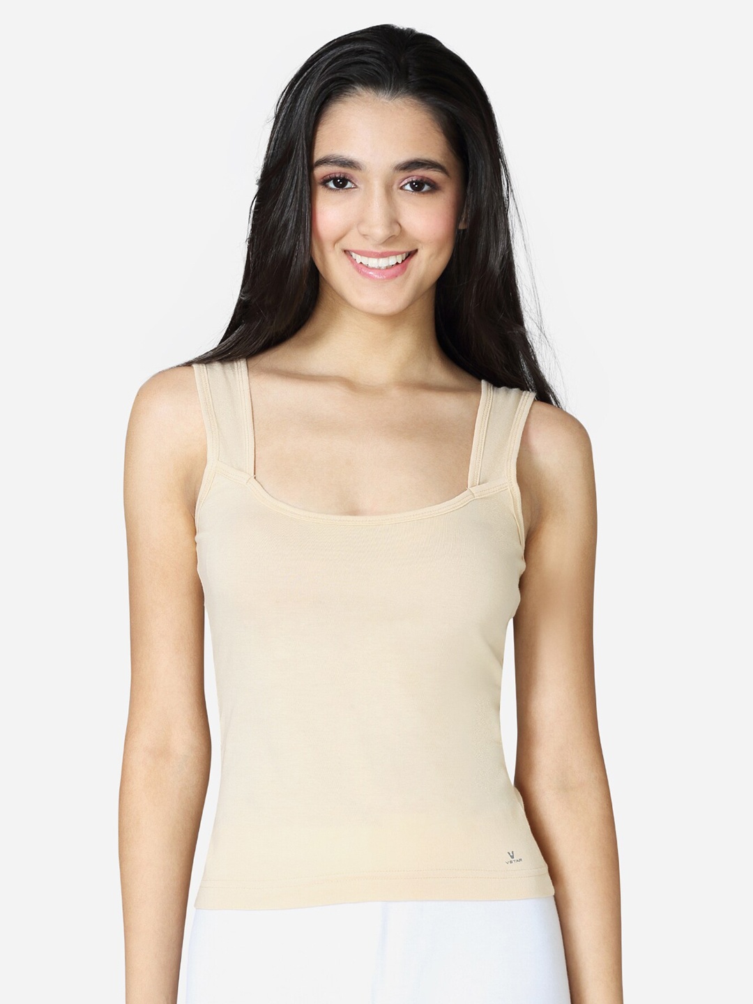 

VStar Women Beige Solid Pure Combed Cotton Camisole