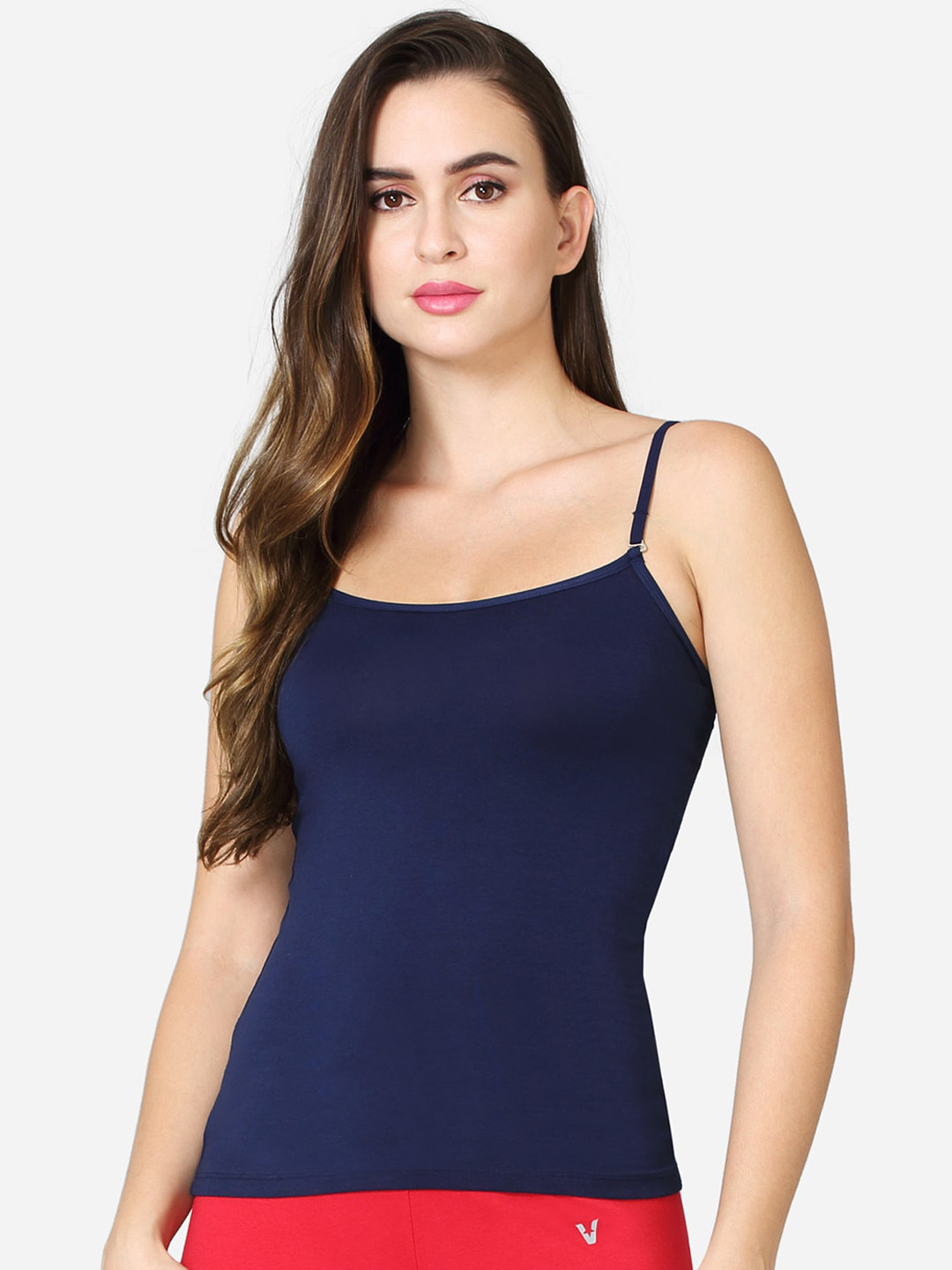 

VStar Women Navy Blue Solid Pure Combed Cotton Camisole