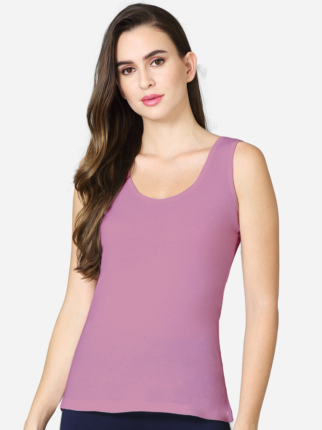 

VStar Women Dark Pink Solid Pure Combed Cotton Camisole