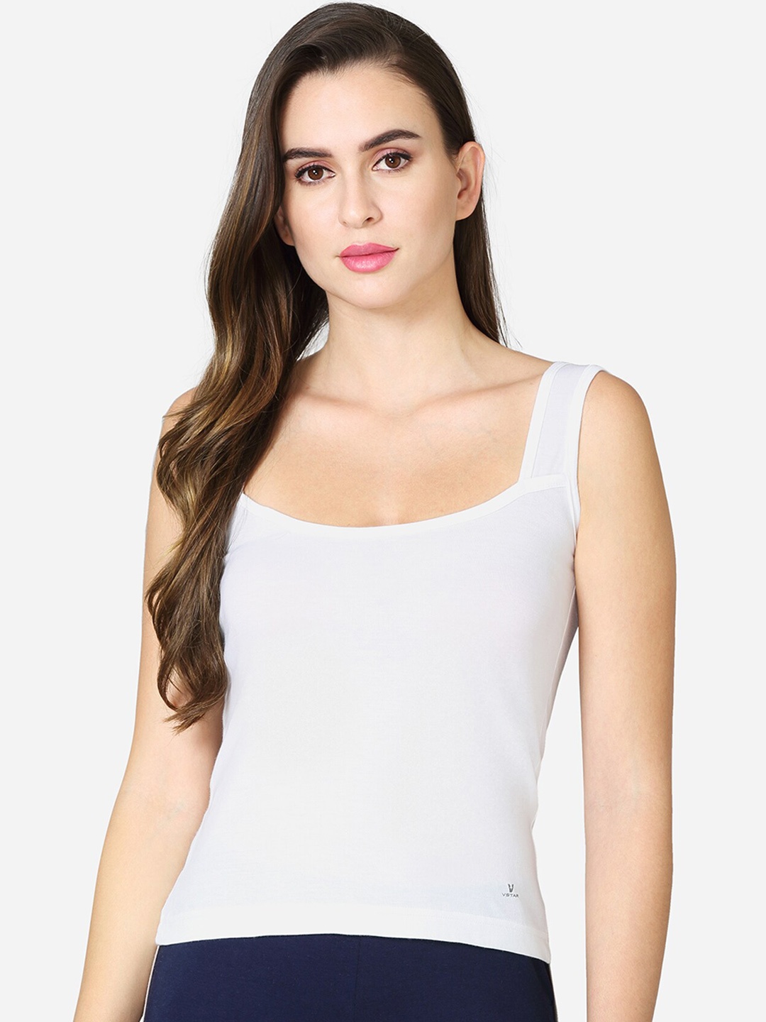 

VStar Women White Solid Pure Combed Cotton Camisole