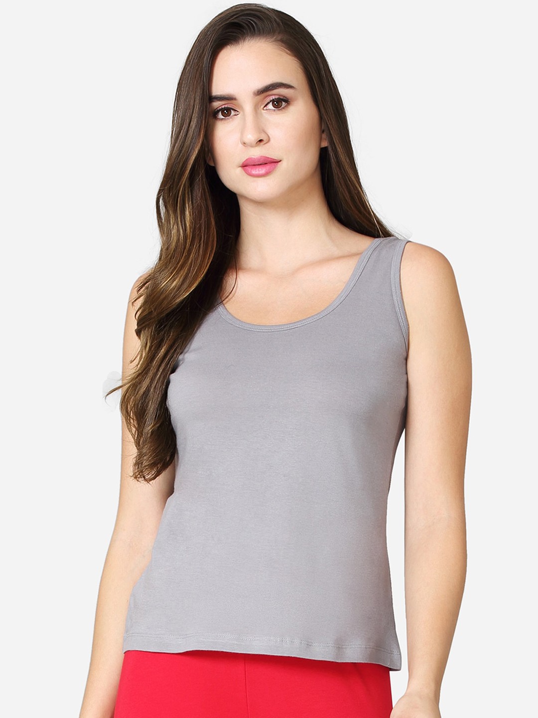 

VStar Women Grey Solid Pure Combed Cotton Camisole