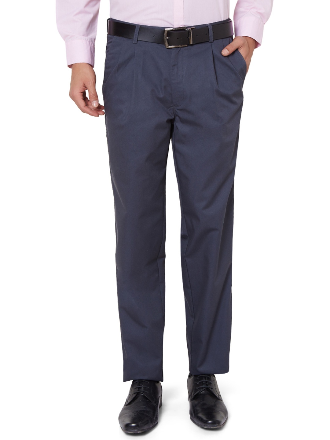 

Peter England Men Grey Regular Fit Solid Formal Trousers