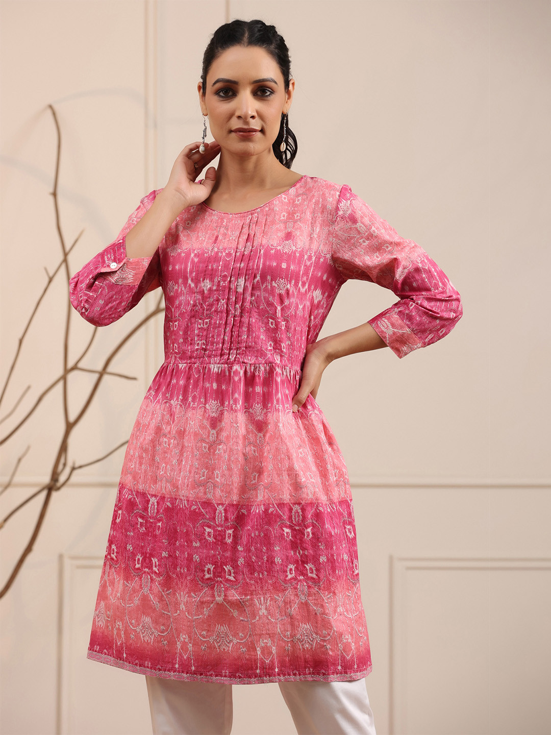 

Rain & Rainbow Pink Printed Pure Cotton Tunic