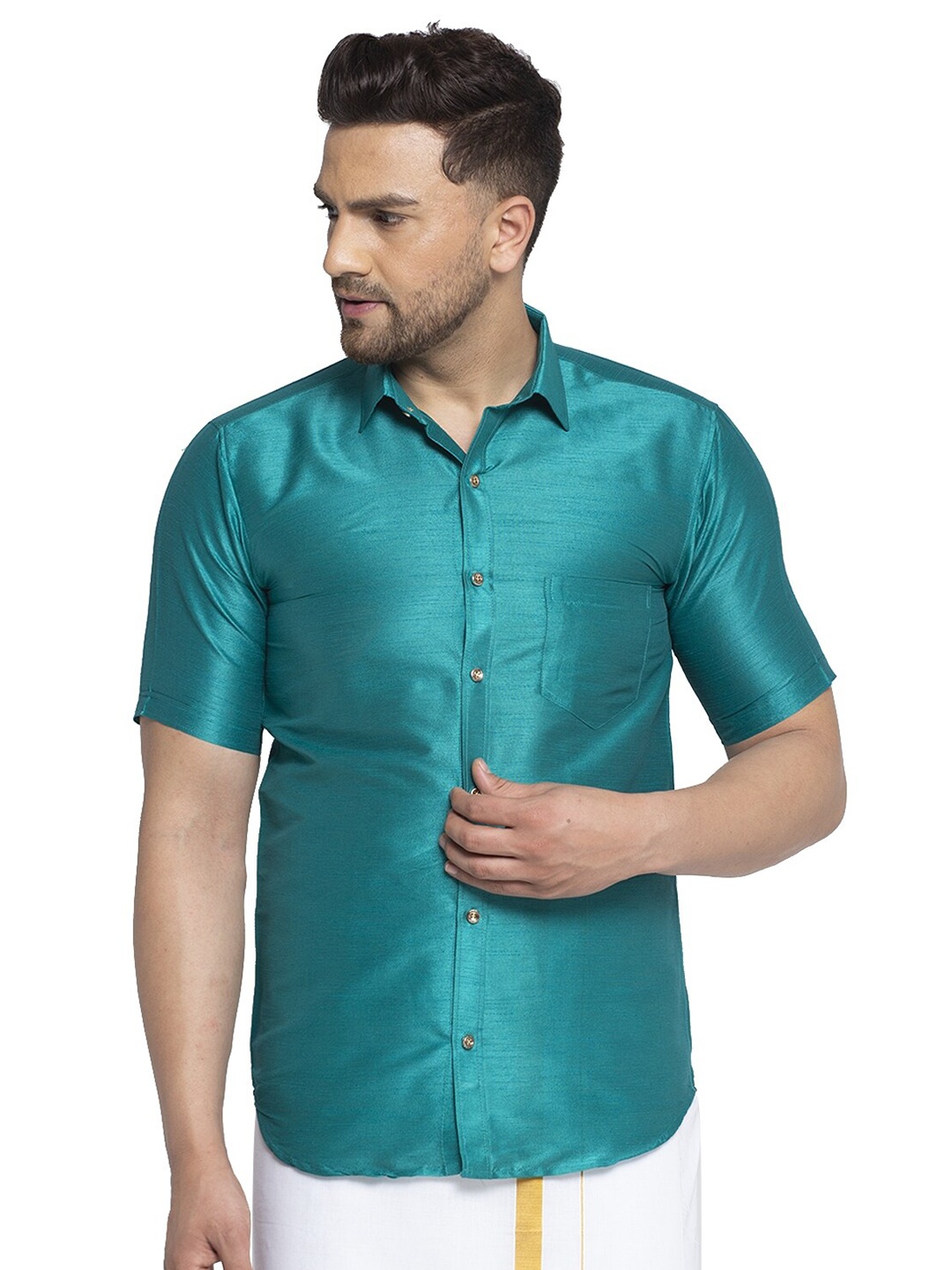 

Kaifoo Men Green Party Shirt