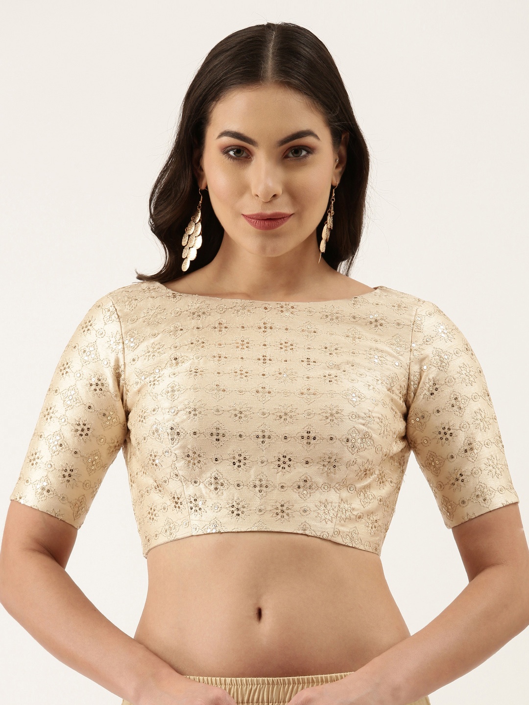 

panchhi Cream Embroidered Zari Work Pure Silk Blouse